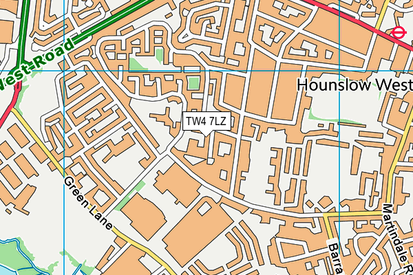 TW4 7LZ map - OS VectorMap District (Ordnance Survey)