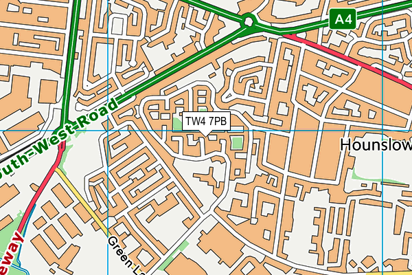TW4 7PB map - OS VectorMap District (Ordnance Survey)