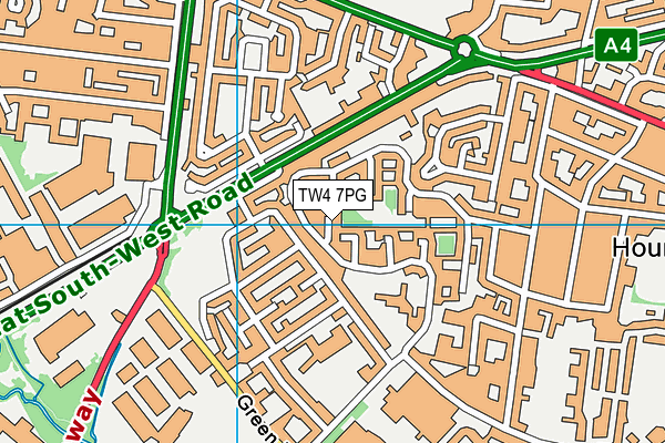 TW4 7PG map - OS VectorMap District (Ordnance Survey)