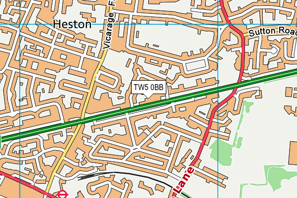 TW5 0BB map - OS VectorMap District (Ordnance Survey)