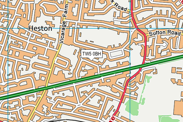 TW5 0BH map - OS VectorMap District (Ordnance Survey)