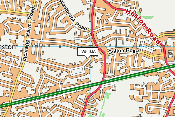TW5 0JA map - OS VectorMap District (Ordnance Survey)