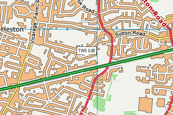 TW5 0JB map - OS VectorMap District (Ordnance Survey)
