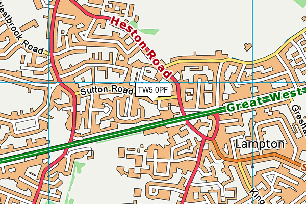 TW5 0PF map - OS VectorMap District (Ordnance Survey)