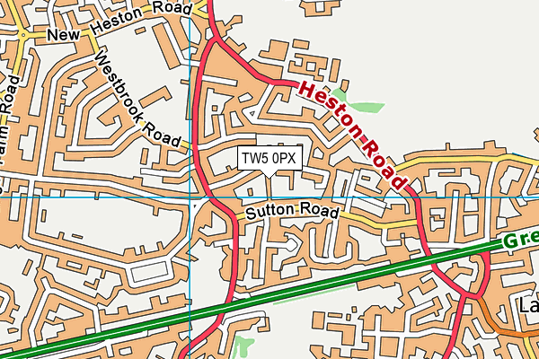 TW5 0PX map - OS VectorMap District (Ordnance Survey)