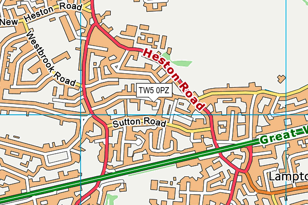 TW5 0PZ map - OS VectorMap District (Ordnance Survey)