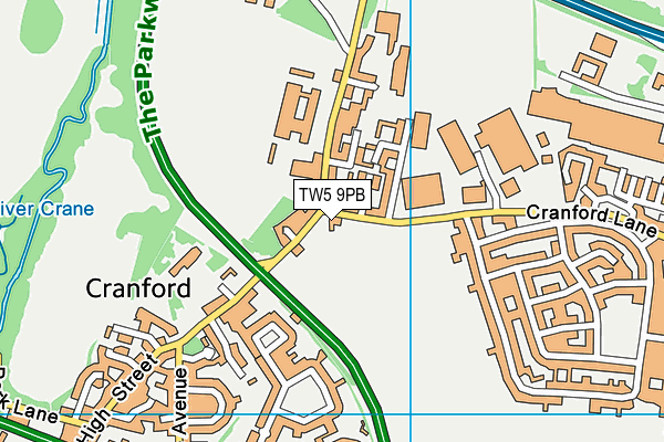 TW5 9PB map - OS VectorMap District (Ordnance Survey)