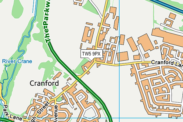 TW5 9PX map - OS VectorMap District (Ordnance Survey)