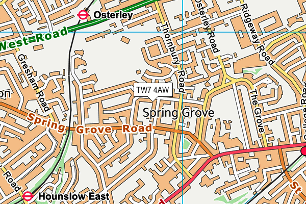 TW7 4AW map - OS VectorMap District (Ordnance Survey)
