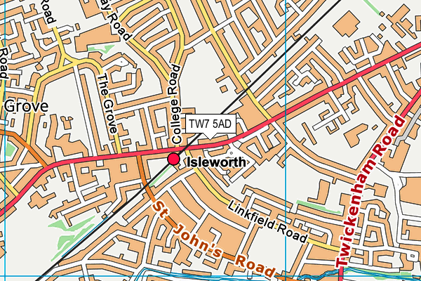 TW7 5AD map - OS VectorMap District (Ordnance Survey)