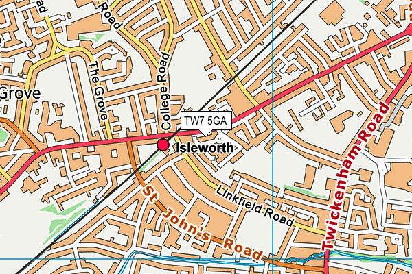 TW7 5GA map - OS VectorMap District (Ordnance Survey)