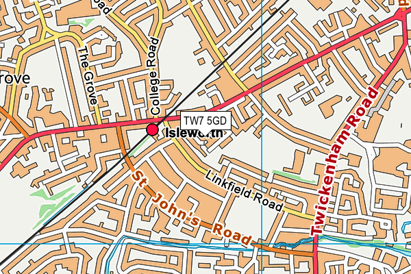 TW7 5GD map - OS VectorMap District (Ordnance Survey)