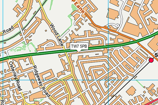 TW7 5PB map - OS VectorMap District (Ordnance Survey)