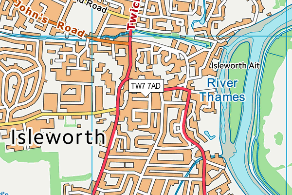 TW7 7AD map - OS VectorMap District (Ordnance Survey)