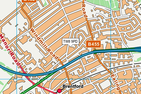 TW8 9PD map - OS VectorMap District (Ordnance Survey)