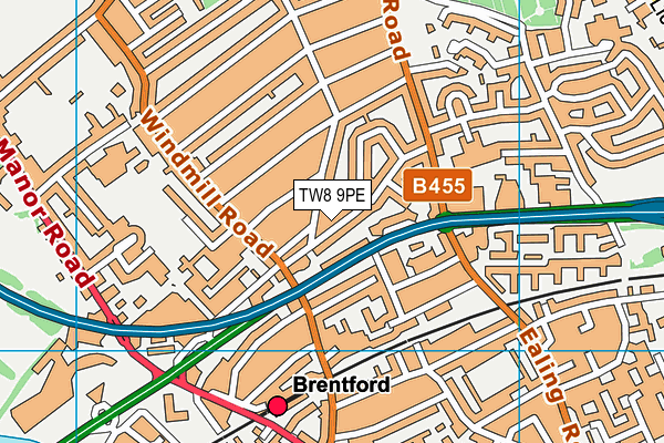 TW8 9PE map - OS VectorMap District (Ordnance Survey)
