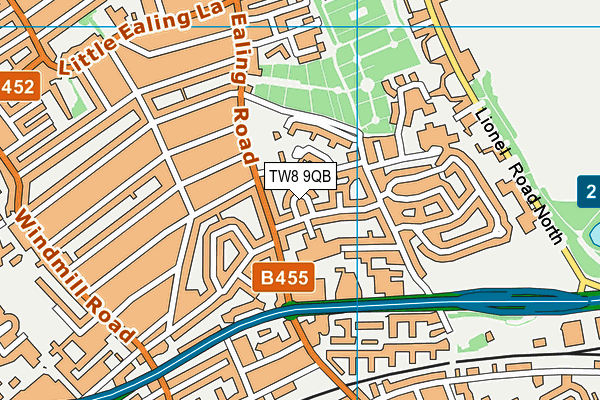 TW8 9QB map - OS VectorMap District (Ordnance Survey)