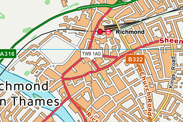 TW9 1AG map - OS VectorMap District (Ordnance Survey)