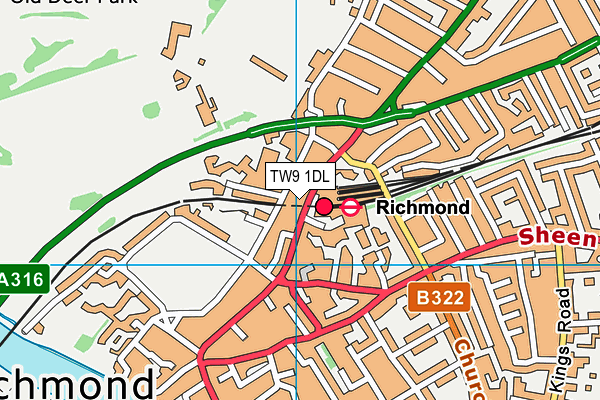 TW9 1DL map - OS VectorMap District (Ordnance Survey)