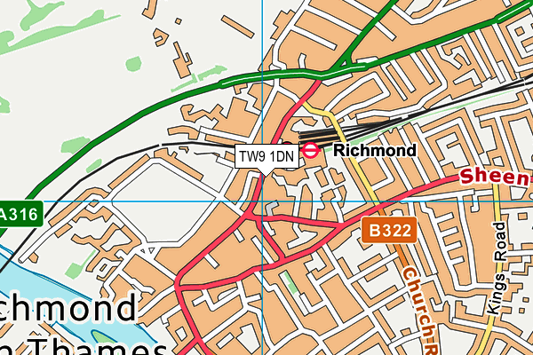 TW9 1DN map - OS VectorMap District (Ordnance Survey)