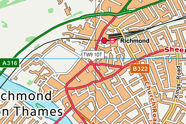 TW9 1DT map - OS VectorMap District (Ordnance Survey)