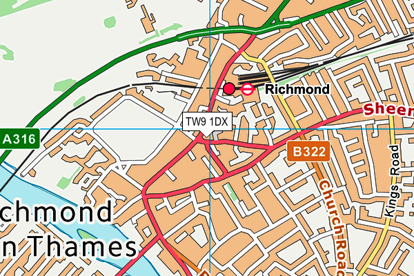 TW9 1DX map - OS VectorMap District (Ordnance Survey)