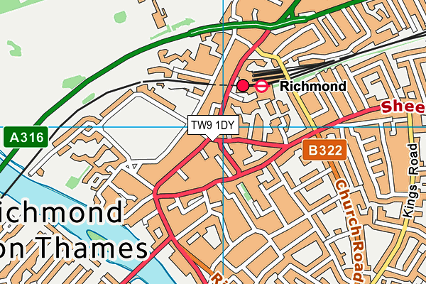 TW9 1DY map - OS VectorMap District (Ordnance Survey)