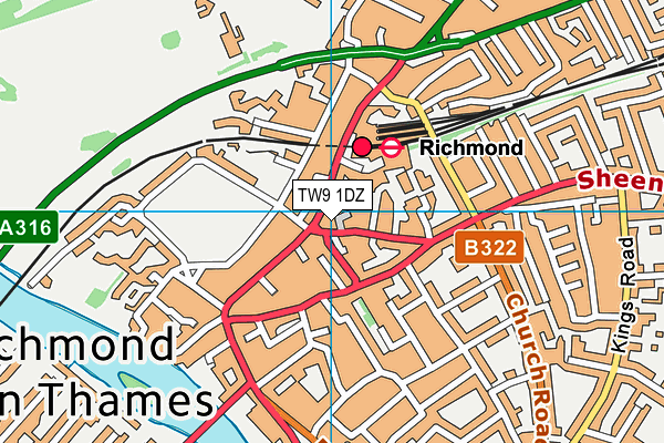 TW9 1DZ map - OS VectorMap District (Ordnance Survey)