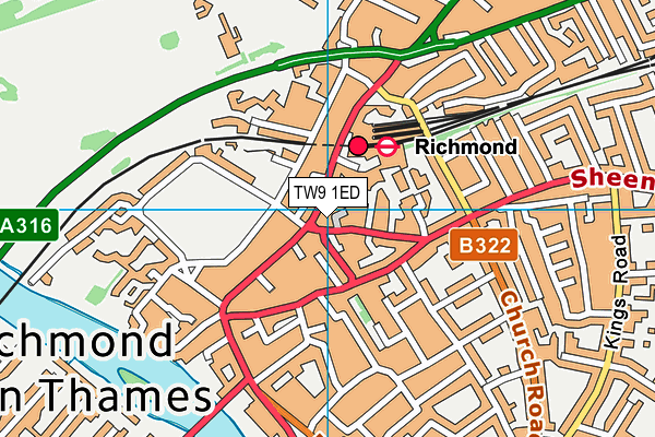 TW9 1ED map - OS VectorMap District (Ordnance Survey)
