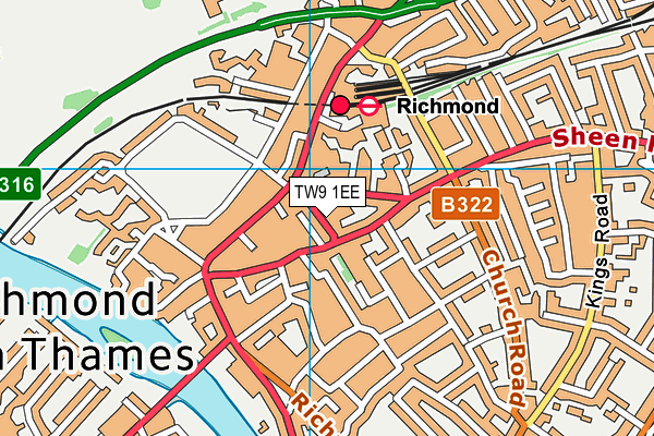 TW9 1EE map - OS VectorMap District (Ordnance Survey)