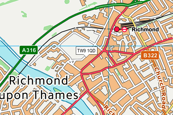 TW9 1QD map - OS VectorMap District (Ordnance Survey)