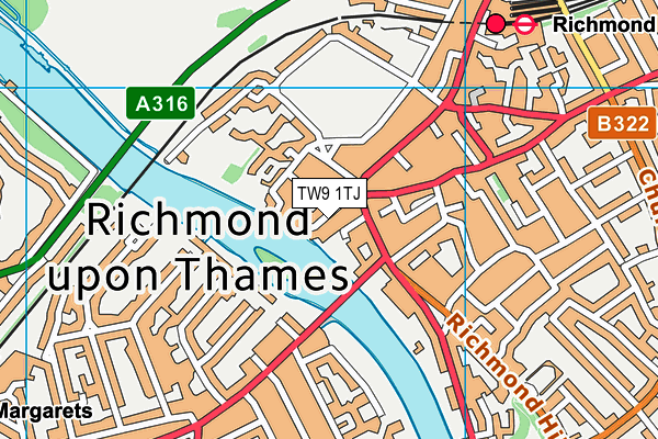 Your Gym (Richmond) (Closed) map (TW9 1TJ) - OS VectorMap District (Ordnance Survey)