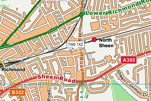 TW9 1XZ map - OS VectorMap District (Ordnance Survey)