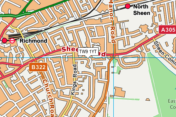 TW9 1YT map - OS VectorMap District (Ordnance Survey)