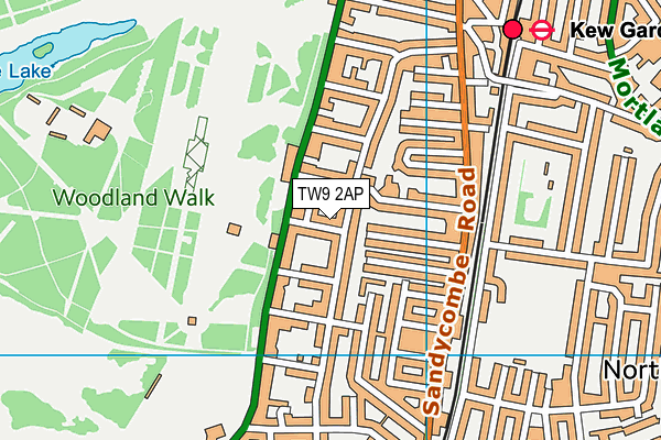 TW9 2AP map - OS VectorMap District (Ordnance Survey)