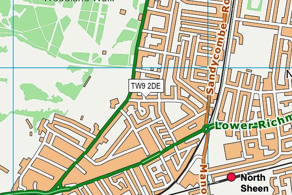 TW9 2DE map - OS VectorMap District (Ordnance Survey)
