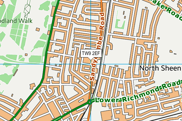 TW9 2EF map - OS VectorMap District (Ordnance Survey)