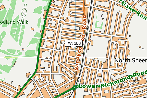 TW9 2EG map - OS VectorMap District (Ordnance Survey)