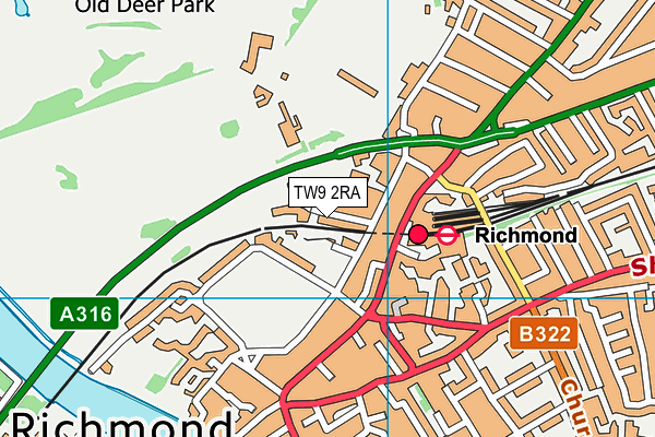 TW9 2RA map - OS VectorMap District (Ordnance Survey)