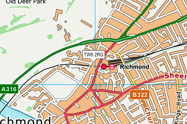 TW9 2RG map - OS VectorMap District (Ordnance Survey)