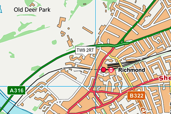 TW9 2RT map - OS VectorMap District (Ordnance Survey)