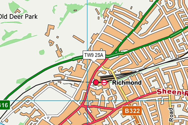 TW9 2SA map - OS VectorMap District (Ordnance Survey)