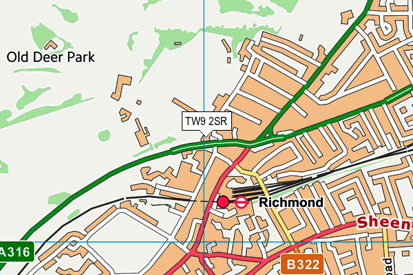 TW9 2SR map - OS VectorMap District (Ordnance Survey)
