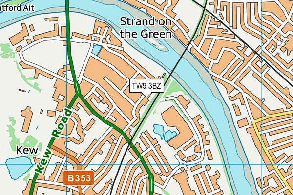 TW9 3BZ map - OS VectorMap District (Ordnance Survey)