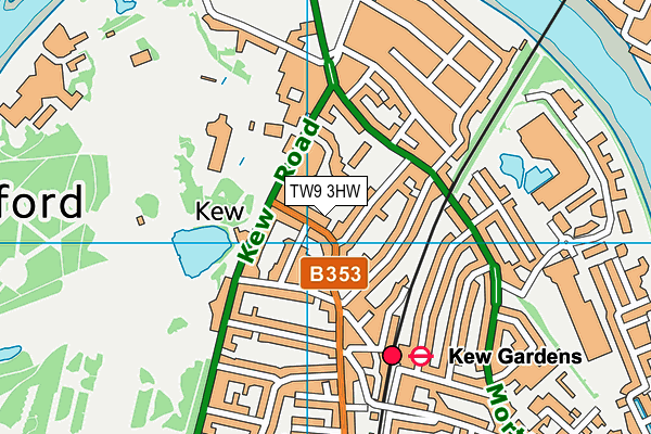 TW9 3HW map - OS VectorMap District (Ordnance Survey)