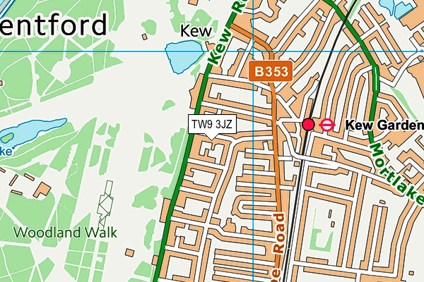 TW9 3JZ map - OS VectorMap District (Ordnance Survey)
