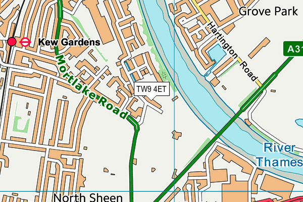 Kew Riverside Pitches map (TW9 4ET) - OS VectorMap District (Ordnance Survey)