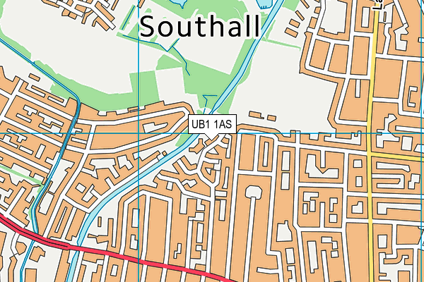 UB1 1AS map - OS VectorMap District (Ordnance Survey)