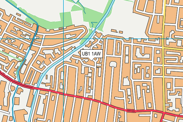 UB1 1AW map - OS VectorMap District (Ordnance Survey)