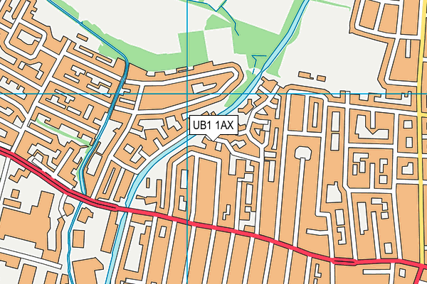 UB1 1AX map - OS VectorMap District (Ordnance Survey)